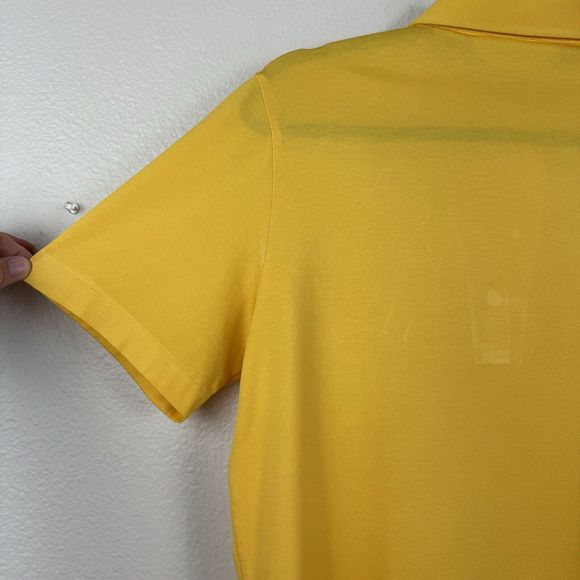 Vintage David Smith Sunshine Yellow Sun Ray Stitching Polo Top Medium - Picture 13 of 16